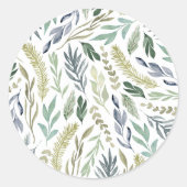 Elegante winter bladeren vakantie envelop afdichti ronde sticker (Voorkant)