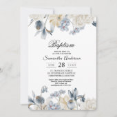 Elegante Winter Blauwe en Witte Bloemen Kaart (Voorkant)