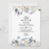 Elegante Winter Blauwe En Witte Bloemen Kaart (Voorkant)