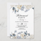 Elegante Winter Blauwe En Witte Bloemen Kaart (Voorkant)