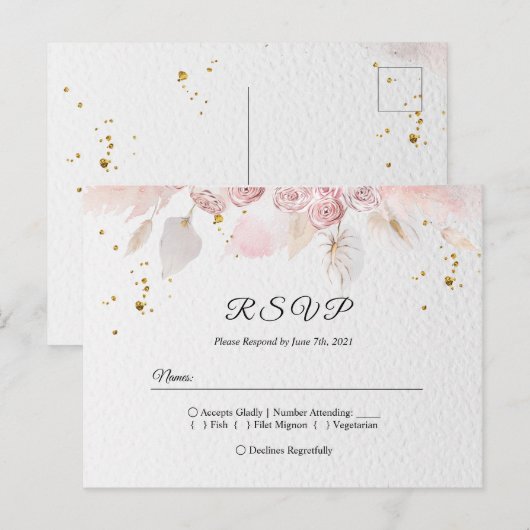 Elegante Winter Blauwe En Witte Bloemen Uitnodigin Uitnodiging Briefkaart (Voorkant / Achterkant)