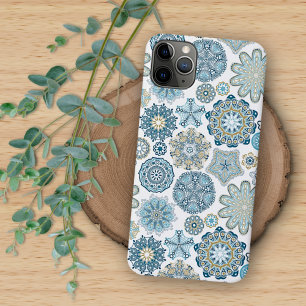 Elegante Winter Blauwe Fantasie Mandala Kunstpatro Case-Mate iPhone Case