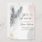 Elegante Winter Bloem Bruidsfeest Borrel Kaart (Voorkant)