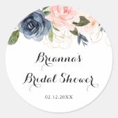 Elegante winter bloem bruidsfeest cadeautje ronde sticker (Voorkant)