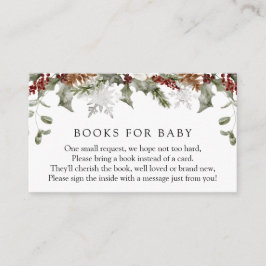 Elegante Winter Bloemen Boeken voor Baby Verzoek Informatiekaartje