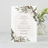 Elegante Winter Bloemen Boog Huwelijk Kaart (Staand voorkant)