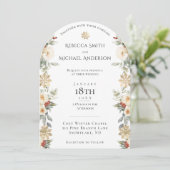 Elegante Winter Bloemen Boog Vormig Huwelijk Kaart (Staand voorkant)