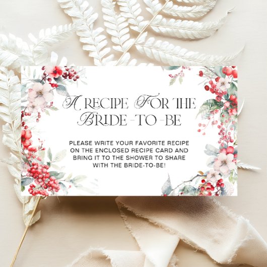 Elegante Winter Bloemen Bruids Recept Informatiekaartje