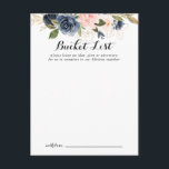 Elegante Winter Bloemen Bruiloft Emmer Lijst Kaart<br><div class="desc">Deze elegante winterbloemenbruiloft bucket list kaarten zijn de perfecte activiteit voor een moderne bruiloft receptie of vrijgezellenfeest. Het ontwerp heeft prachtige handgeschilderde donkerblauw, blauw, marine, roze, blos, gouden bloemen en groen gebladerte, gebundeld in elegante boeketten. Verander de formulering om aan te passen aan elke levensevenement. Bucket list teken wordt apart...</div>