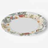 Elegante Winter Bloemen Bruiloft Papieren Bordje (Gekanteld)