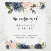 Elegante Winter Bloemen Bruiloft Wijn Labels Wijn Etiket (Enkel label)