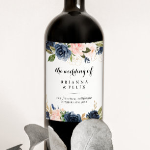 Elegante Winter Bloemen Bruiloft Wijn Labels Wijn Etiket