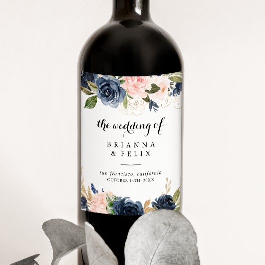 Elegante Winter Bloemen Bruiloft Wijn Labels Wijn Etiket