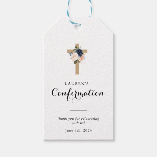 Elegante winter bloemen dank u bevestiging cadeaulabel (Voorkant)