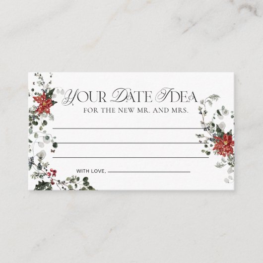 Elegante Winter Bloemen Datum Nacht Ideeën Informatiekaartje (Voorkant)