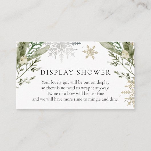 Elegante Winter Bloemen Display Douche Insert Kaar Informatiekaartje (Voorkant)