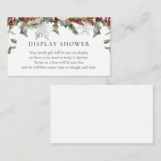 Elegante Winter Bloemen Display Douche Insert Kaar Informatiekaartje (Voorkant / Achterkant)