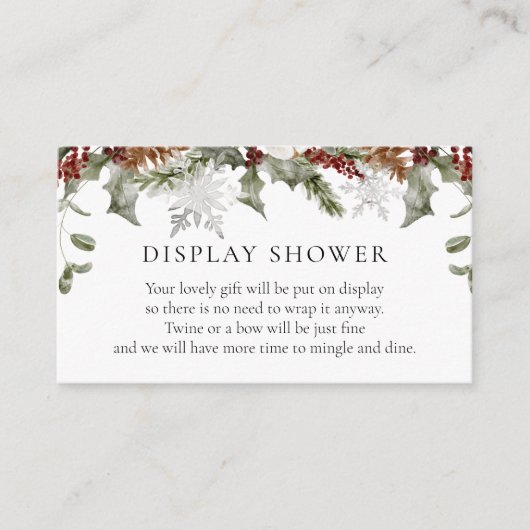 Elegante Winter Bloemen Display Douche Insert Kaar Informatiekaartje (Voorkant)