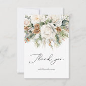 Elegante Winter Bloemen en Pine Dank u kaart (Voorkant)