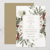 Elegante Winter Bloemen Huwelijksuitnodiging Kaart (Voorkant / Achterkant)