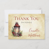 Elegante Winter Bloemen Kaars Rouw Dank u Bedankkaart (Voorkant)