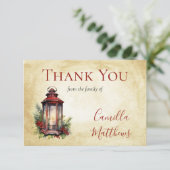 Elegante Winter Bloemen Kaars Rouw Dank u Bedankkaart (Staand voorkant)