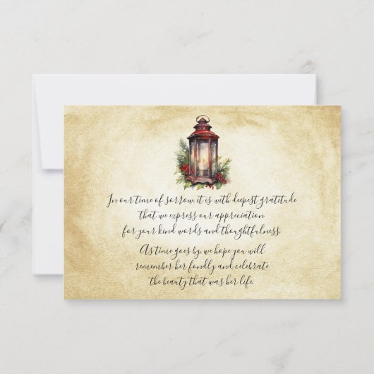 Elegante Winter Bloemen Kaars Rouw Dank u Bedankkaart (Achterkant)