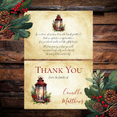 Elegante Winter Bloemen Kaars Rouw Dank u Bedankkaart