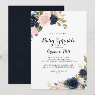 Elegante Winter Bloemen Kalligrafie Baby Sprinkle Kaart