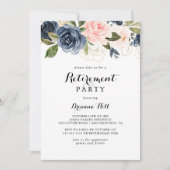 Elegante Winter Bloemen Kalligrafie Pensioen Party Kaart (Voorkant)