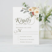 Elegante Winter Bloemen Kalligrafie Script Trouwen RSVP Kaartje (Staand voorkant)