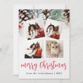 Elegante winter Bloemen Kerstmis Familie 5 Foto Feestdagenkaart (Voorkant)