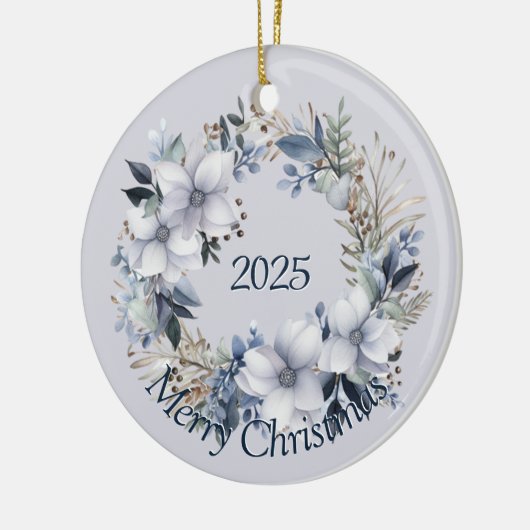 Elegante Winter Bloemen Kerstmis Keramisch Ornament (Links)