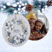 Elegante Winter Bloemen Kerstmis Keramisch Ornament