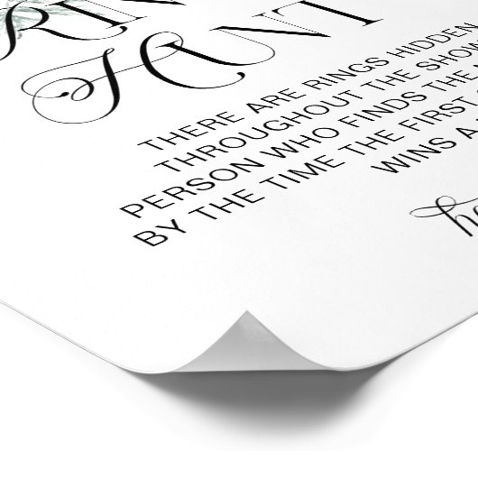 Elegante Winter Bloemen Ring Hunt Vrijgezellenfees Poster (Hoek)