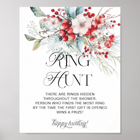 Elegante Winter Bloemen Ring Hunt Vrijgezellenfees Poster (Voorkant)