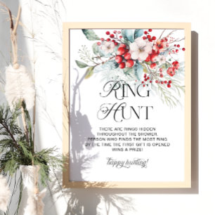 Elegante Winter Bloemen Ring Hunt Vrijgezellenfees Poster