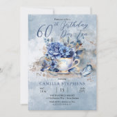 Elegante Winter Bloemen Teacup 60e Verjaardag Par- Kaart (Voorkant)