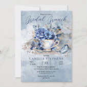 Elegante Winter Bloemen Teacup Bridal Brunch Kaart (Voorkant)