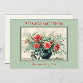 Elegante  Winter Bloemen Vakantie Kaart