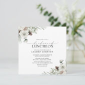 Elegante Winter Bloemen Waterverf Bruids Luncheon Kaart (Staand voorkant)