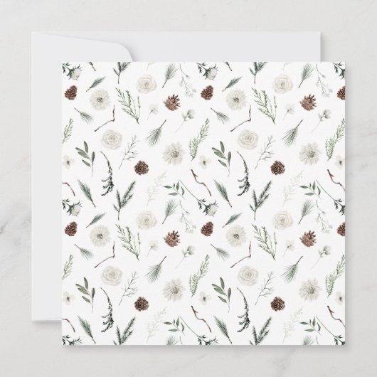 Elegante Winter Bloemen Waterverf Bruids Luncheon Kaart (Achterkant)