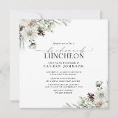 Elegante Winter Bloemen Waterverf Bruids Luncheon Kaart (Voorkant)