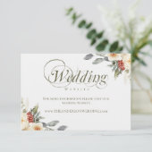 Elegante Winter Bloemen Wedding Website Informatiekaartje (Staand voorkant)