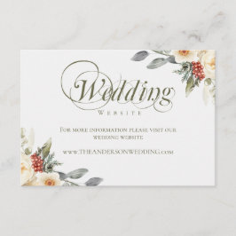 Elegante Winter Bloemen Wedding Website Informatiekaartje