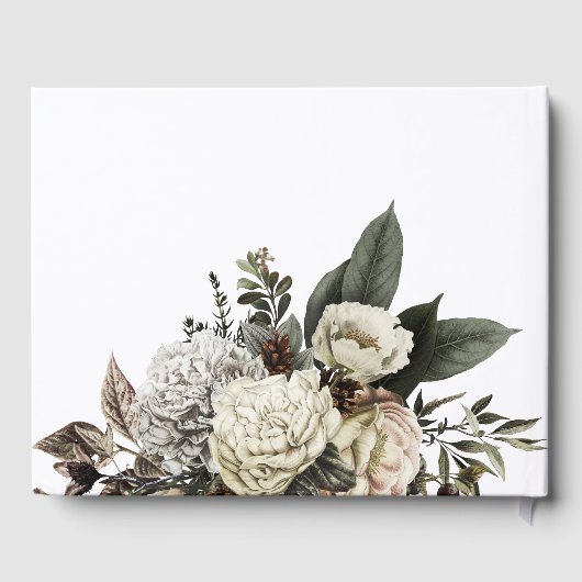 Elegante winter bloemengoud typografie bruiloft gastenboek (Achterkant)