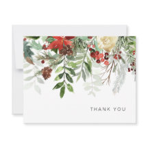 Elegante winter bloemengroen dank u kaarten