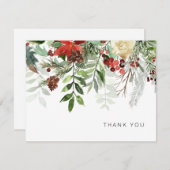 Elegante winter bloemengroen dank u kaarten (Voorkant / Achterkant)