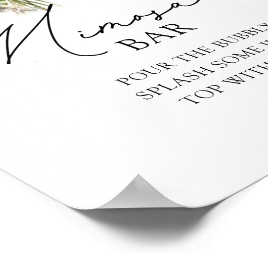 Elegante winter bloemengroen Mimosa Bar Poster (Hoek)