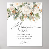 Elegante winter bloemengroen Mimosa Bar Poster (Voorkant)